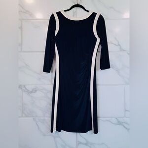 Ralph Lauren Long Sleeve Dress in Navy and Cream